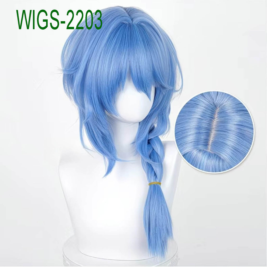 Stellar Strategist Long Blue Wig - 63cm Single Braids with Wispy Bangs