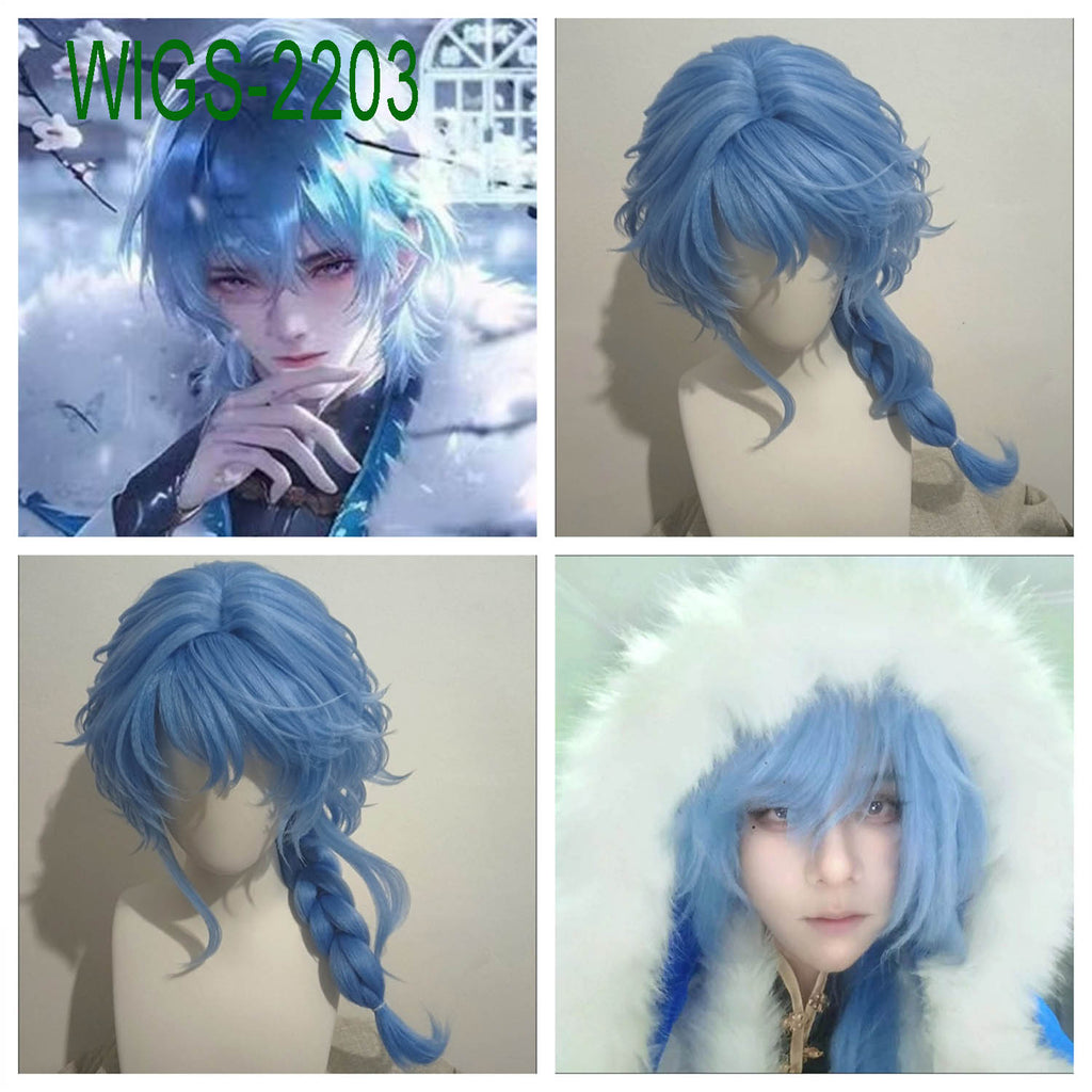 Stellar Strategist Long Blue Wig - 63cm Single Braids with Wispy Bangs