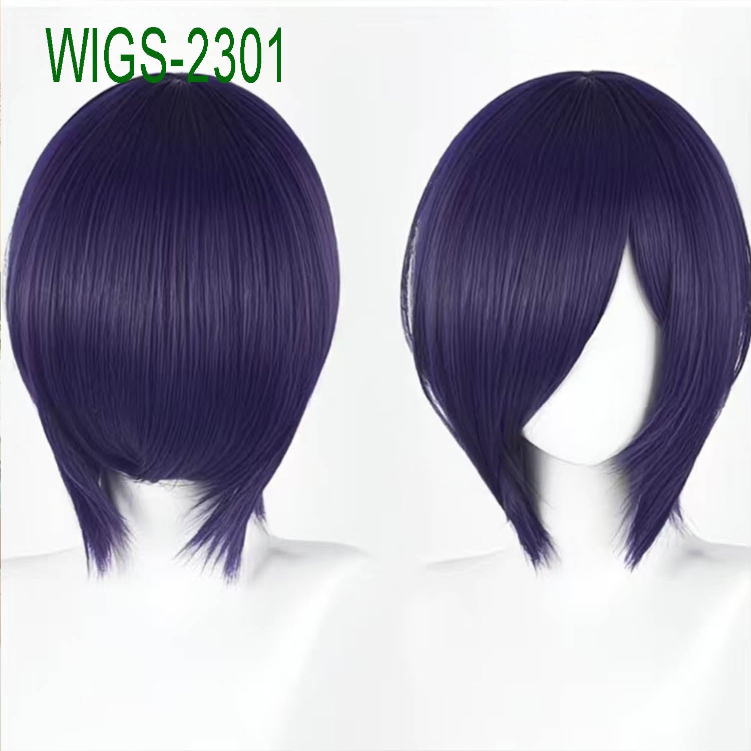 Deep Blue Purple Short Straight Wig - 30cm Anime Cosplay Hair Cut