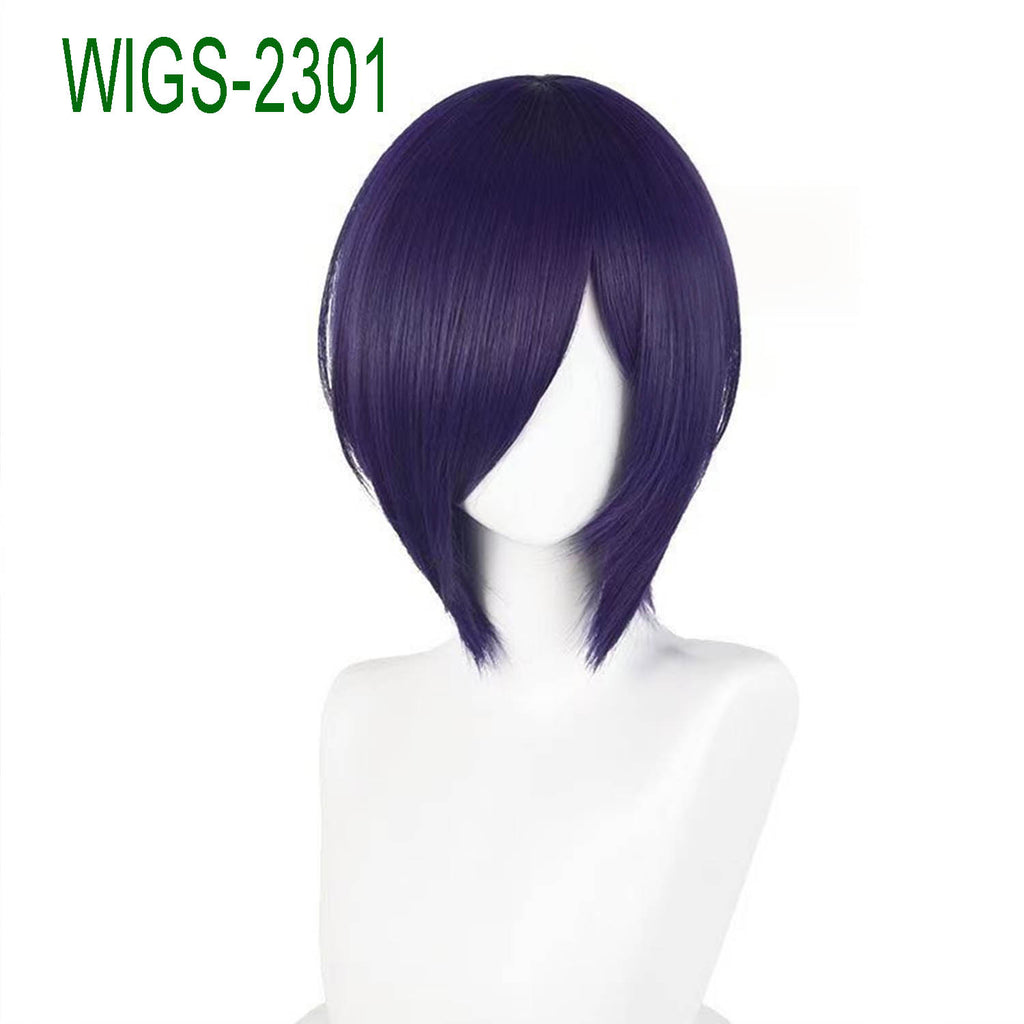 Deep Blue Purple Short Straight Wig - 30cm Anime Cosplay Hair Cut