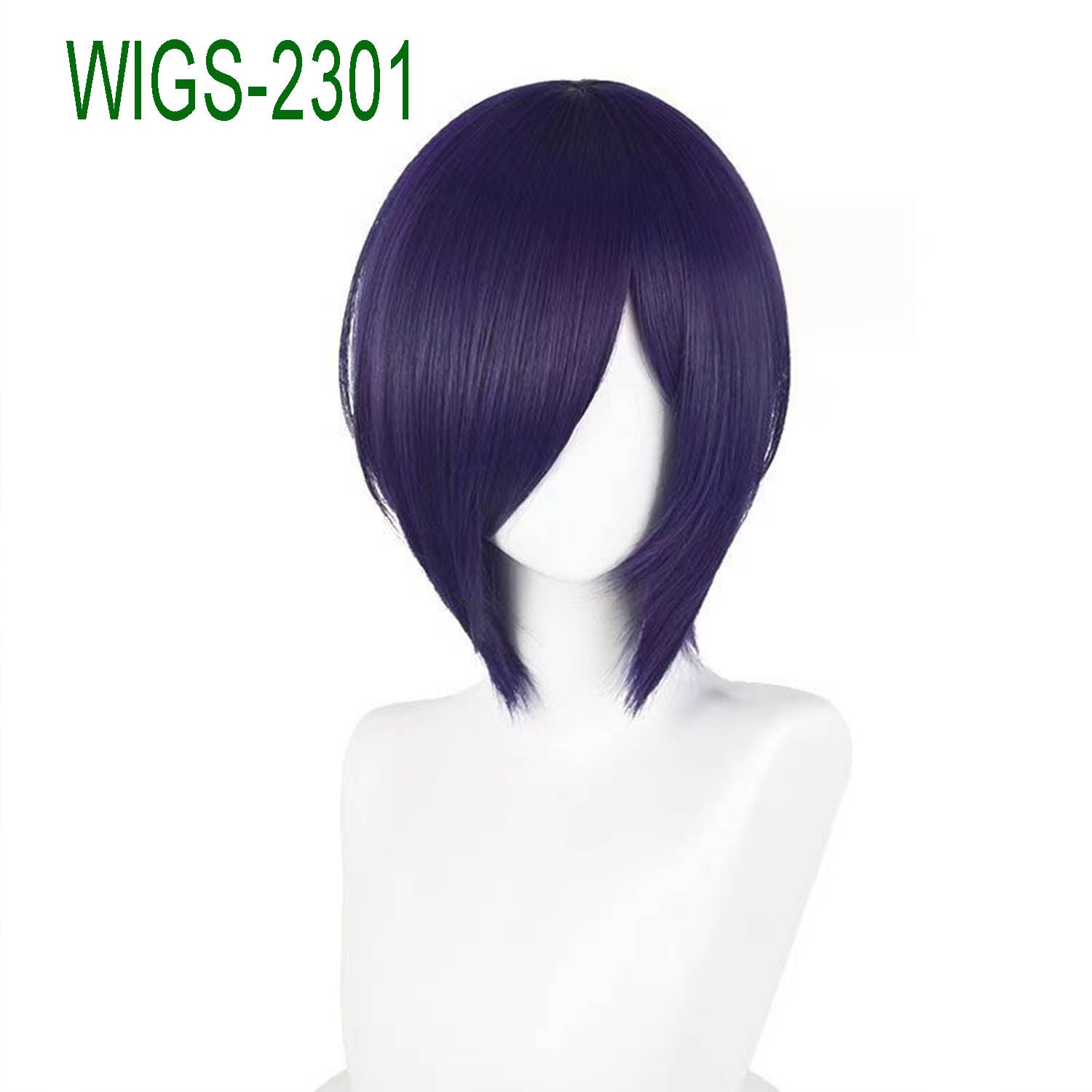 Deep Blue Purple Short Straight Wig - 30cm Anime Cosplay Hair Cut