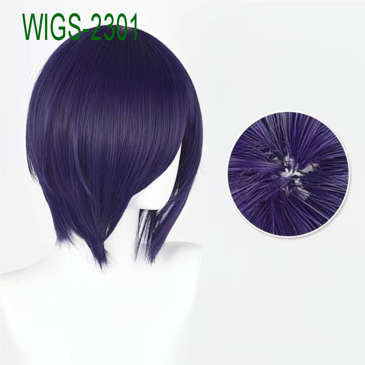 Deep Blue Purple Short Straight Wig - 30cm Anime Cosplay Hair Cut