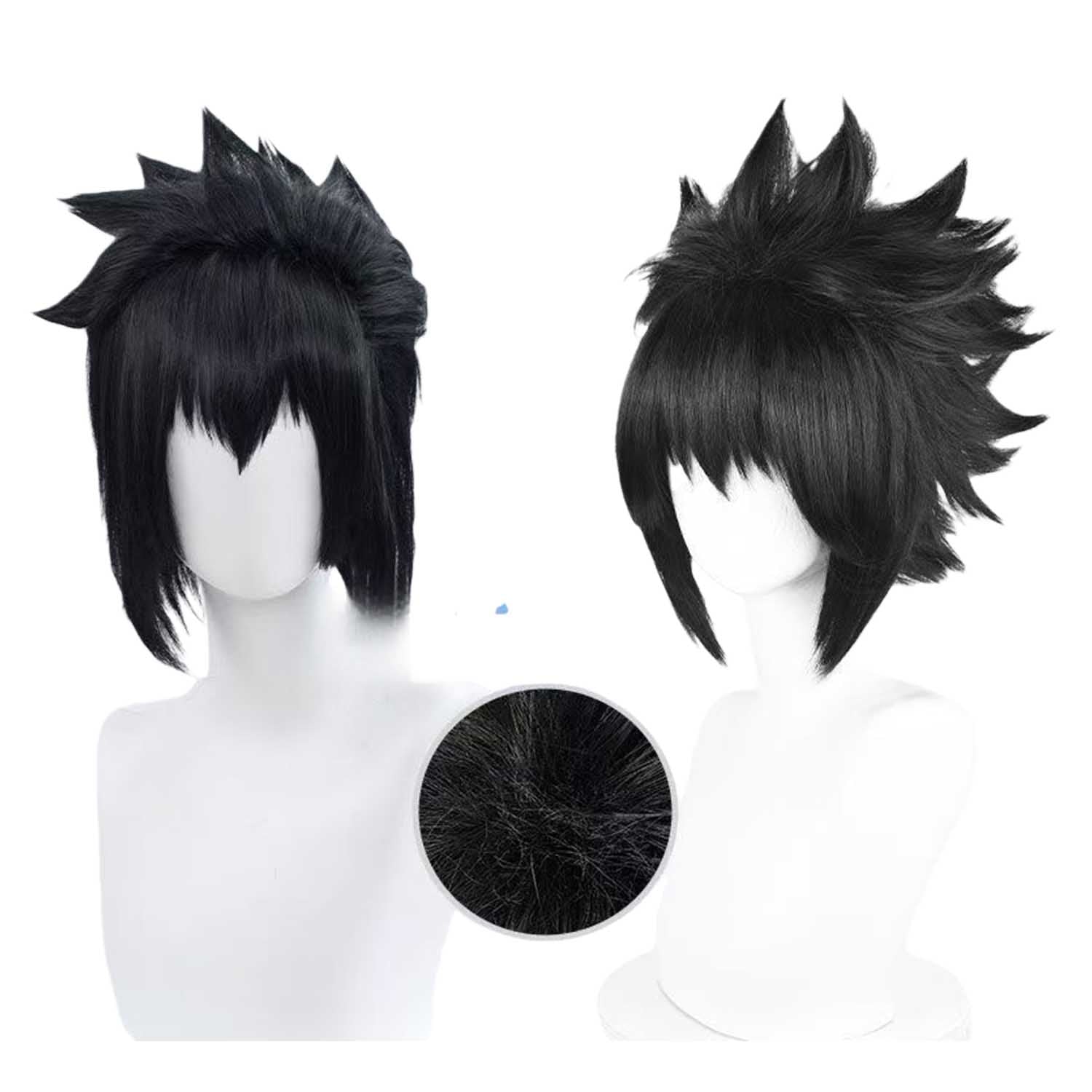 Black Anime Wigs with Ends Flipped out - 40cm Mid-length Cut Cosplay Wig