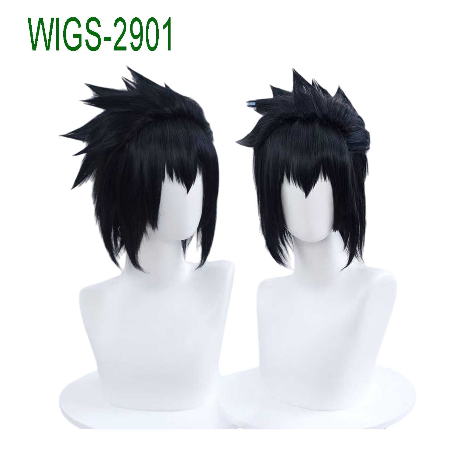 Black Anime Wigs with Ends Flipped out - 40cm Mid-length Cut Cosplay Wig