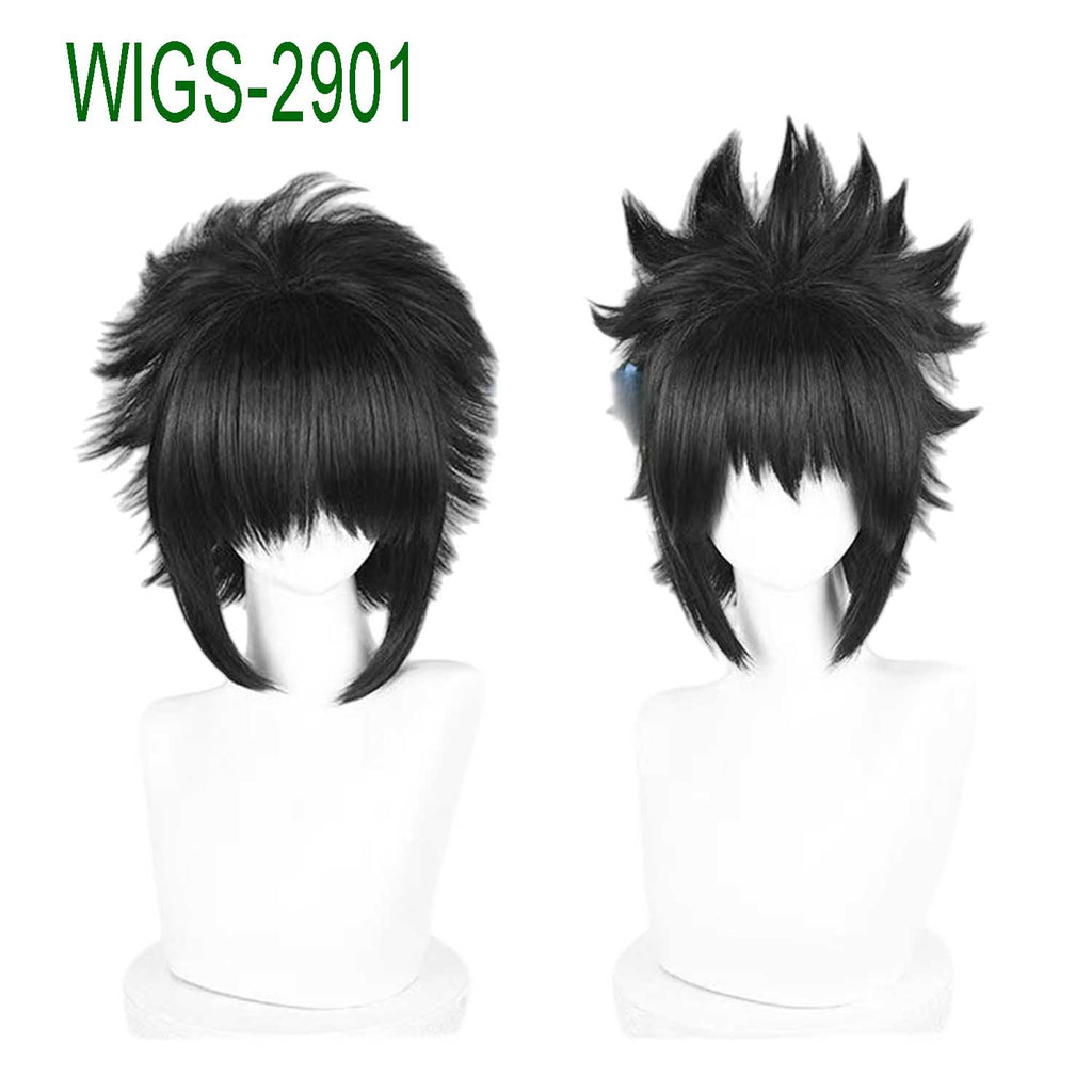 Black Anime Wigs with Ends Flipped out - 40cm Mid-length Cut Cosplay Wig