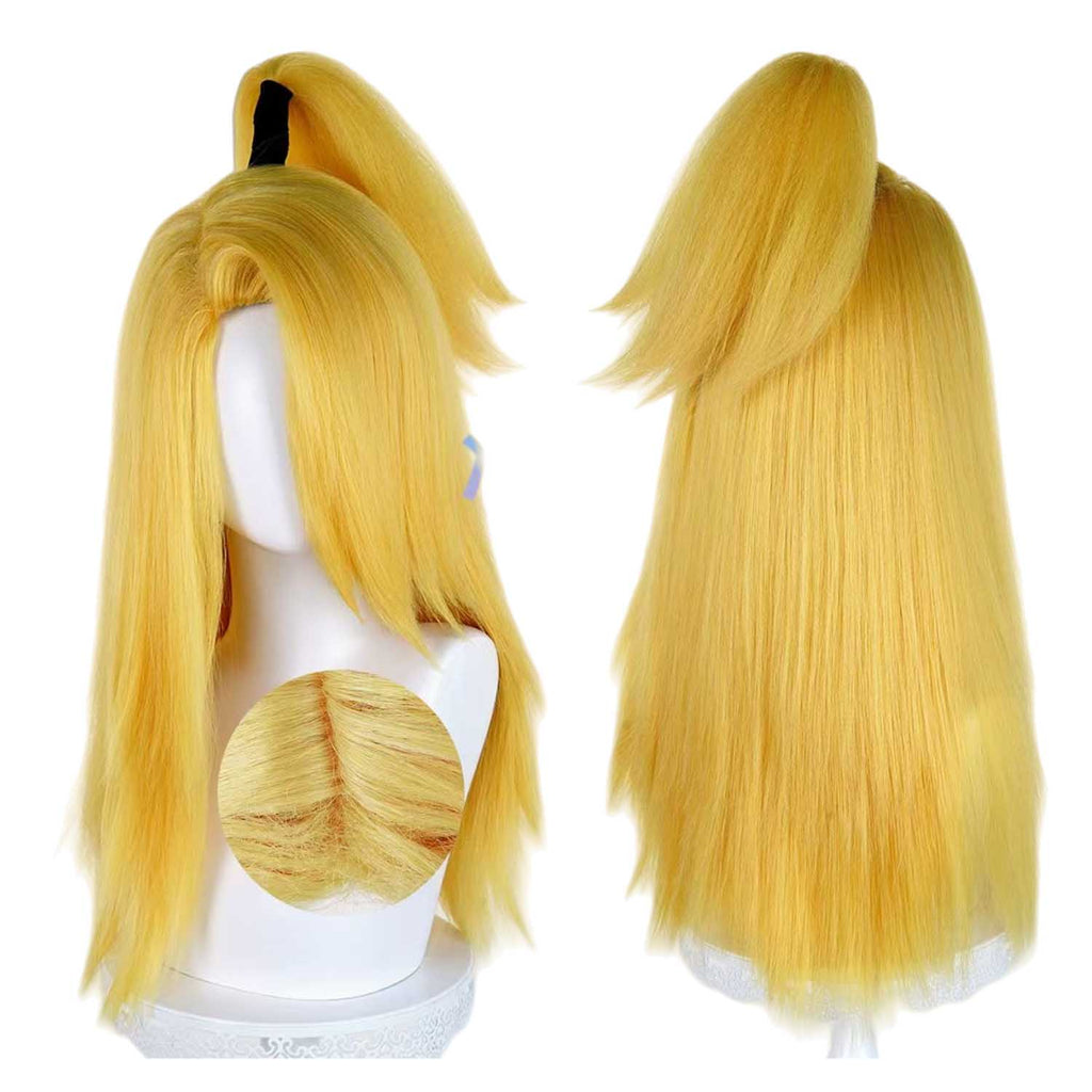 Yellow Anime Wigs with High Ponytail - 64cm Long Straight Cosplay Wig