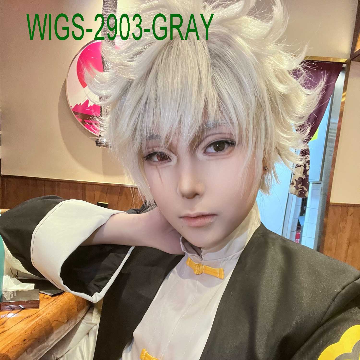 Silver Gray/White Cosplay Wigs with Ends Flipped out - 30cm Short Cosplay Wig