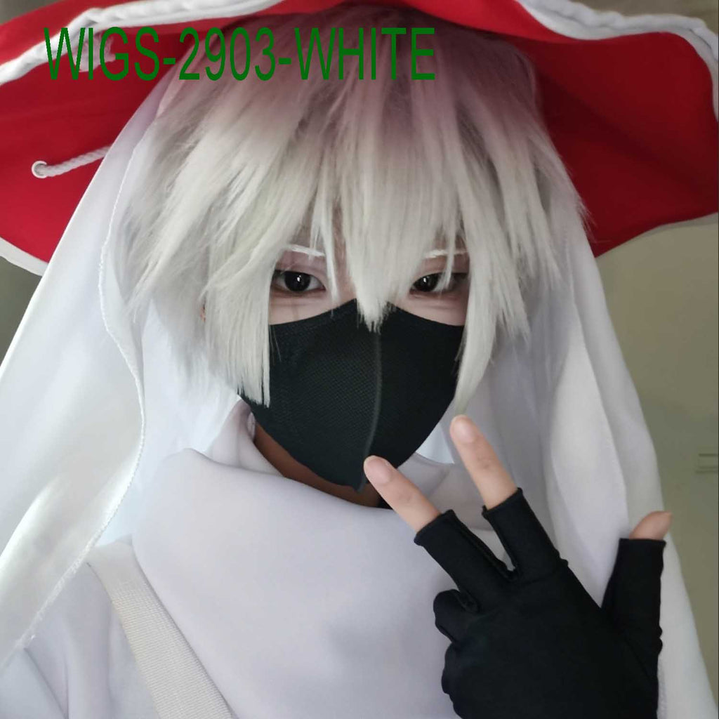 Silver Gray/White Cosplay Wigs with Ends Flipped out - 30cm Short Cosplay Wig