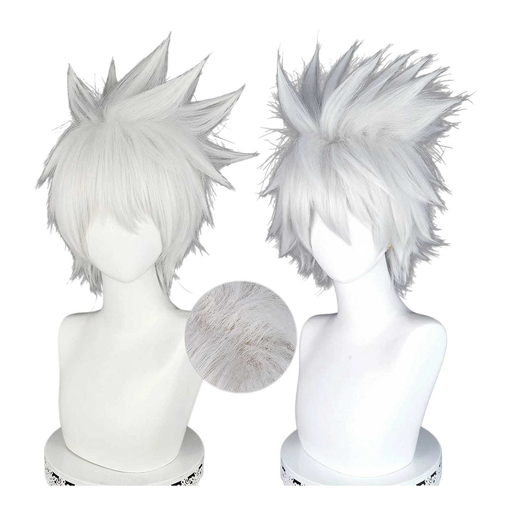 Silver Gray/White Cosplay Wigs with Ends Flipped out - 30cm Short Cosplay Wig