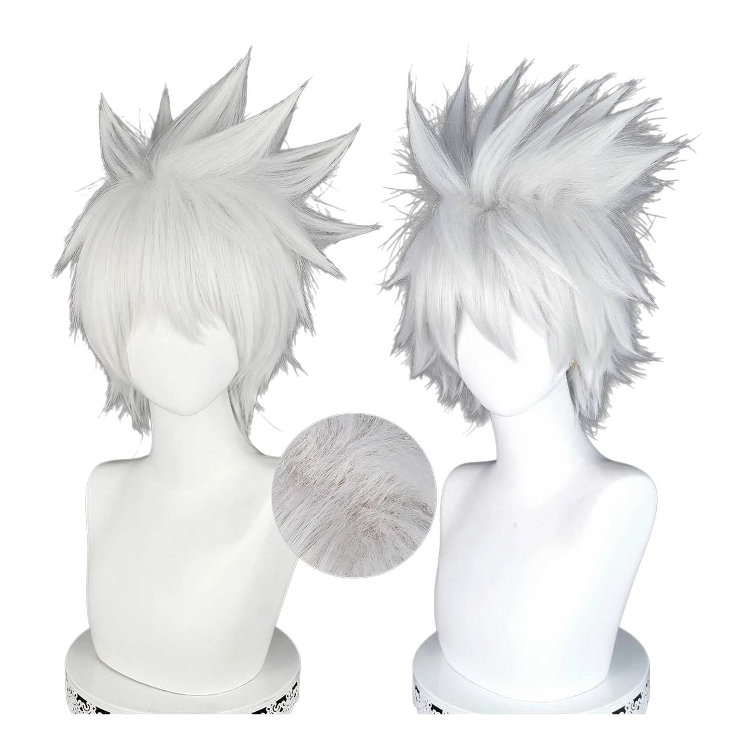 Silver Gray/White Cosplay Wigs with Ends Flipped out - 30cm Short Cosplay Wig